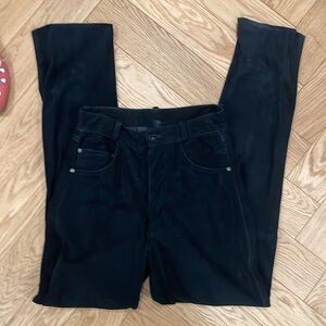 Suede high waist straight leg black jeans - vintage